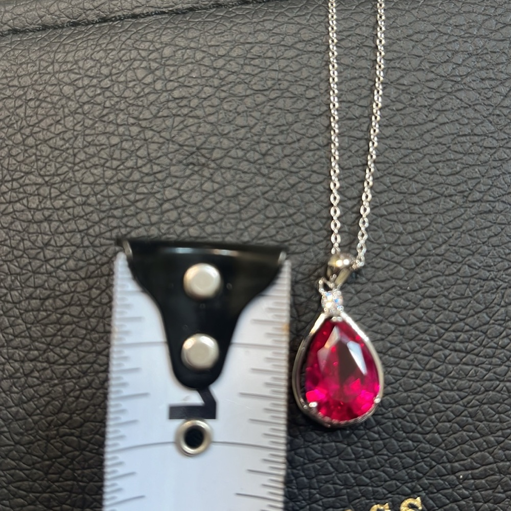Nwt Lab Created Ruby Sterling Silver Necklace Wit… - image 3